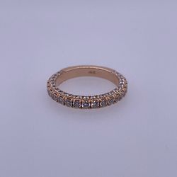 14k Rose Gold Women's Micro Pave Natural Diamond Engagement/Wedding Band