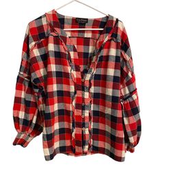 Women’s Flannel Button Down Shirt, Size Large 