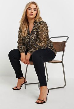 Brown Leopard Stud Blouse