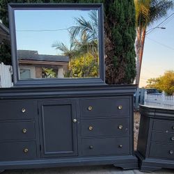 "New Classics Home Furnishings" 6 Drawer DRESSER with Mirror / 4 Drawer NIGHTSTAND Bedroom Furniture Set Chest