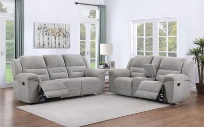New 2 pc living room set with reclining sofa and reclining loveseat