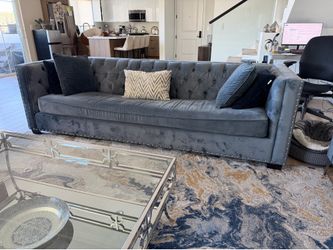 3 Velvet Blue Couches (big one has a pull out bed)