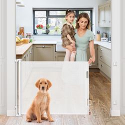 Retractable Baby Gates for Doorways 35” Tall X 55” Wide Retractable Baby Gate for Stairs Retractable Dog Gate Outdoor Baby Gates for Dogs Mesh Baby Ga
