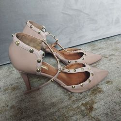 Halogen Martine Pink studded heels 