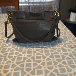 HOBO Crossbody Bag  💯 % Leather Gray Gold Good 👍🏻 Small 
