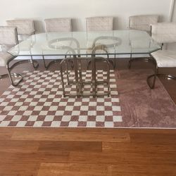 White & Brass Vintage Dining Room Set 
