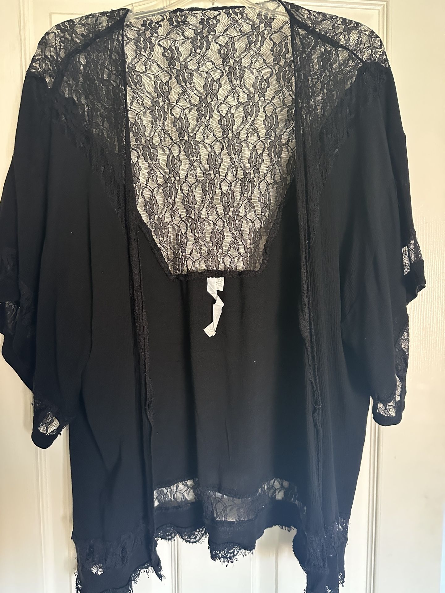 Urban Outfitters Black Lace Cardigan Top Cover Up Witchy Goth Gothic