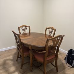 Vintage Wood Dining Table with 4 Chairs