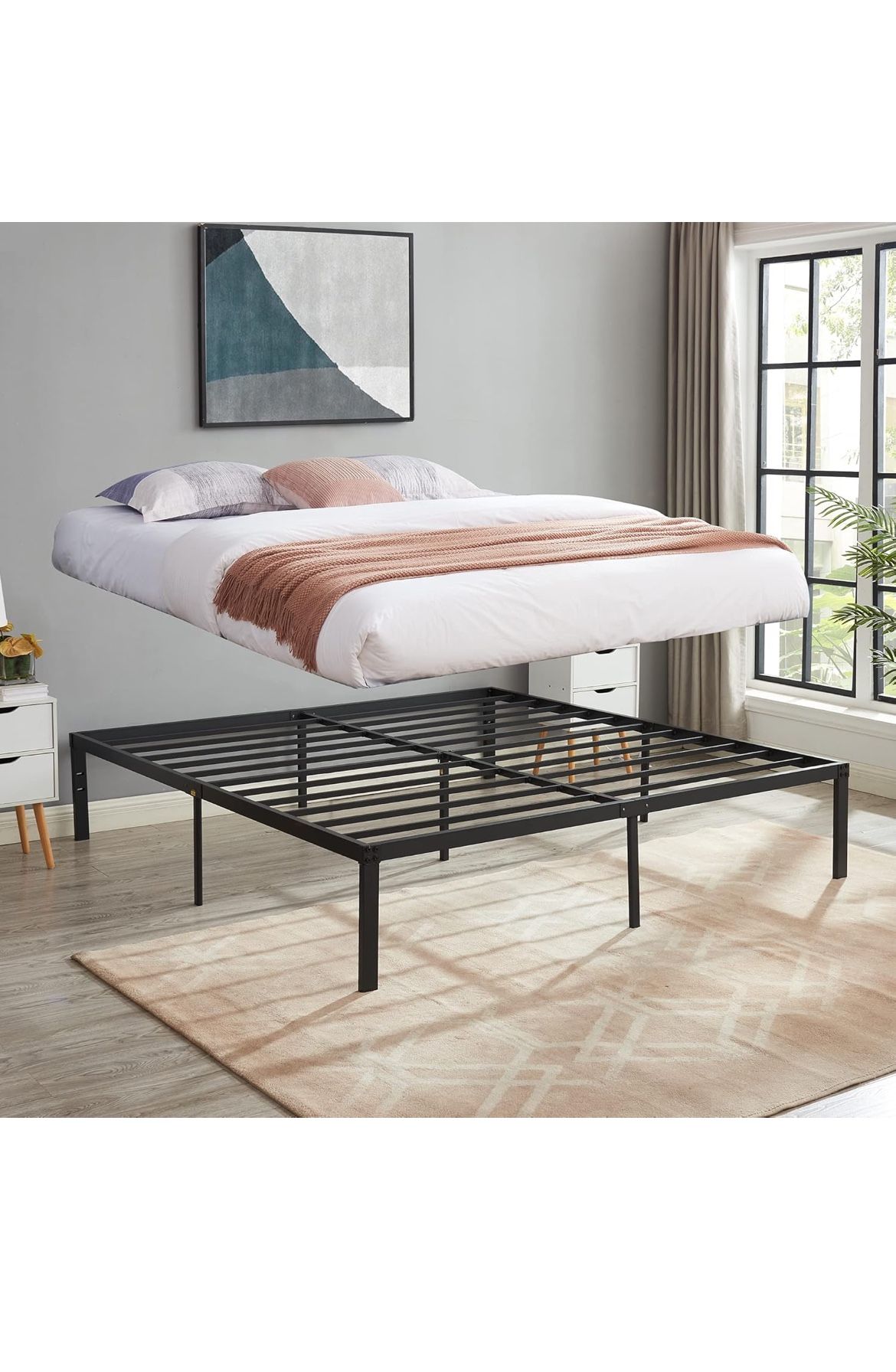 King Size Metal Platform Bed Frame. Also available in queen, full and twin - new in box