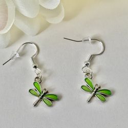 Green Dragonfly Earrings 