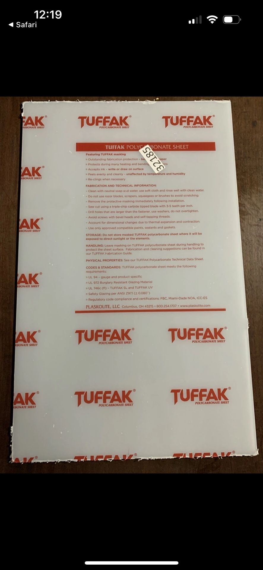 Tuffak Polycarbonate Sheets