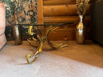 Ornate Vintage Brass & Glass Coffee Table