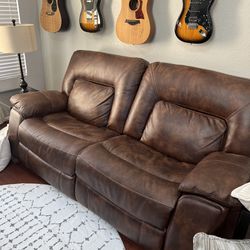2 Large Faux Leather Reclining Couches 