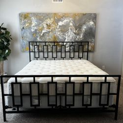 Black Espresso Metal King Bed with Stearns And Foster Luxury Plush Mattress And Luxury Box Springs