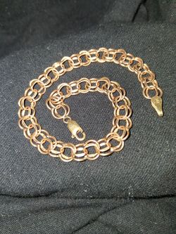14k Gold Double Link Charm Bracelet