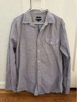 Gap Men's Slim Fit Woven Stripe Long Sleeve Button-Up Shirt Size: L