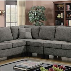Brand New Plush Grey Sectional Sofa (Pillows Included)