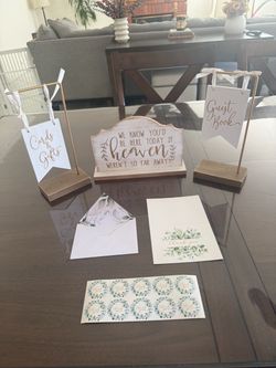 Wedding Decor Bundle + 100 Thank You Cards – Guest Book, Cards & Gifts & Memorial Signs