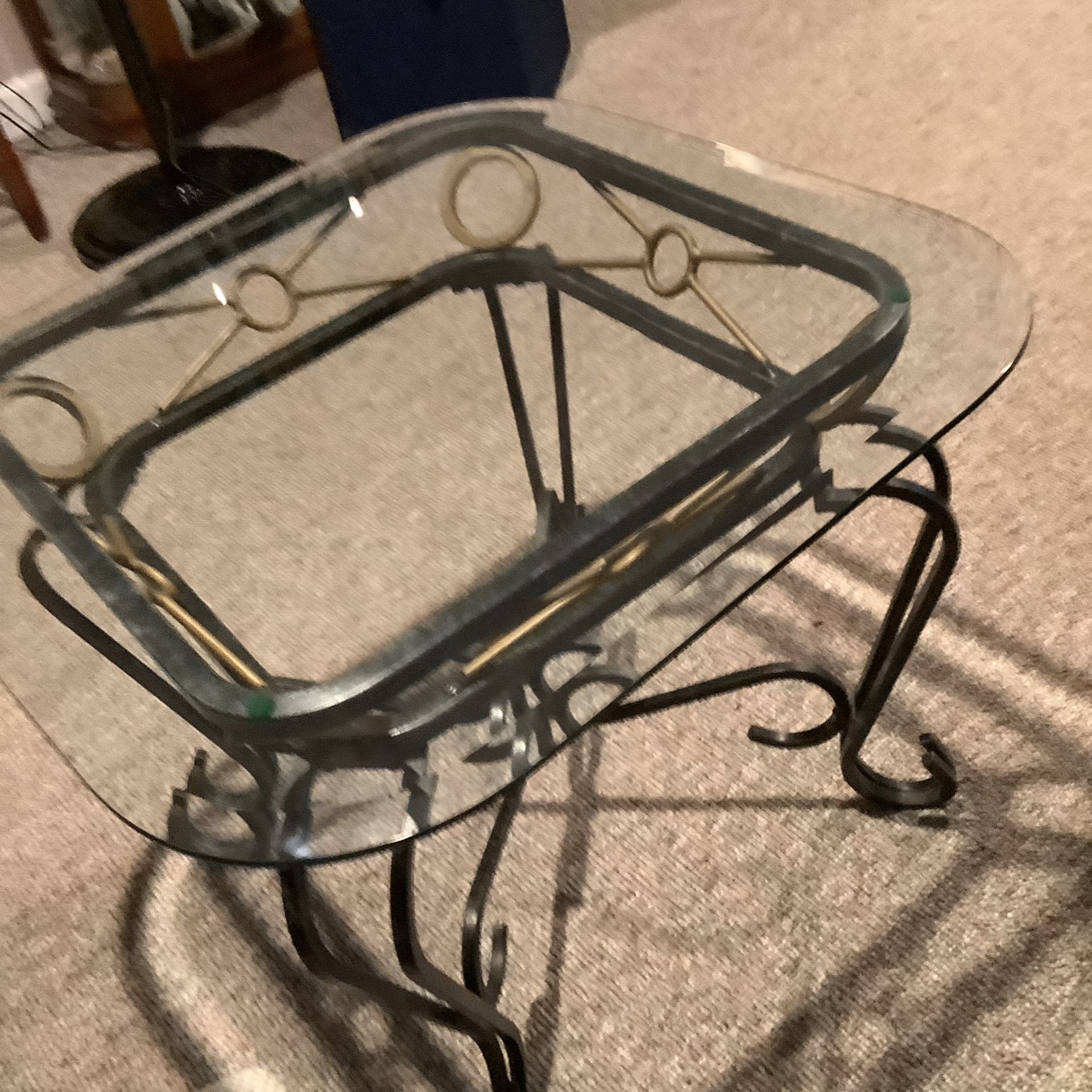 Glass Top End Table With Cast Iron Base 25 X 25 inches Top 22 » Inches High