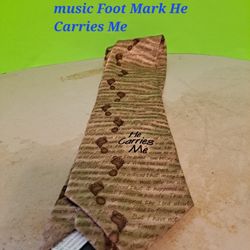 Mens Tie Nectie 3.5 Inch Music Foot Mark He Carries Me-$5.00