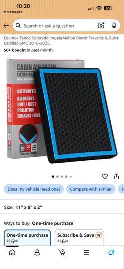 CF11966 Cabin Air Filter with Nutshell Activated Carbon Compatible with Chevy Silverado 1 3500 HD Cruze Equinox Tahoe Colorado Impala Malibu B