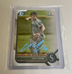 Cole Young 2022 1st Bowman Chrome Auto Signed IP BDC112 Mariners First Round GTP