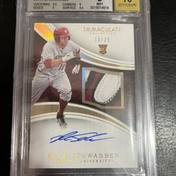 2016 Immaculate Kyle Schwarber Graded Rookie Patch Autograph /25