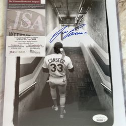 MLB Baseball Athletics Yankees Rangers Jose Canseco Autographed 8x10 JSA COA