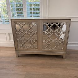 Silver Gray Sideboard Buffett With Mirror In-Lays ays - Hutch / China Cabinet 