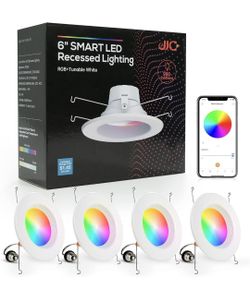 (New in Box) JJC 5/6 Inch Smart LED Recessed Lights, RGBWW LED Can Lights Multiple Color Changing Ceiling Light 12W 900LM,2700K-5000K Dimmable Smart D