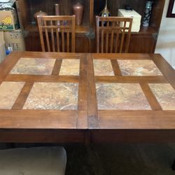 Slate Insert Dining Table W/ 6 Chairs