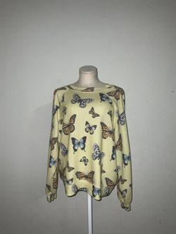WILDFOX Flutter Awat Butterfly Print Sweatshirt Sz S