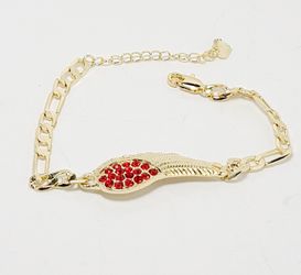14k Gold Plated & Red Crystal "Angel Wing " bracelet for Women