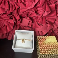 MICHAEL KORS 2 Charms Logo & Heart Yellow Gold Hook & Eye Crystals Bangles NIX