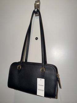 Coach Black Leather/Brass Swing Zip Bag