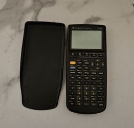 Black Texas Instruments TI-86 Graphing Calculator with slide cover.