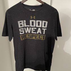 Under Armour Project Rock Blood Sweat Respect T-Shirt Mens Blue Heatgear medium