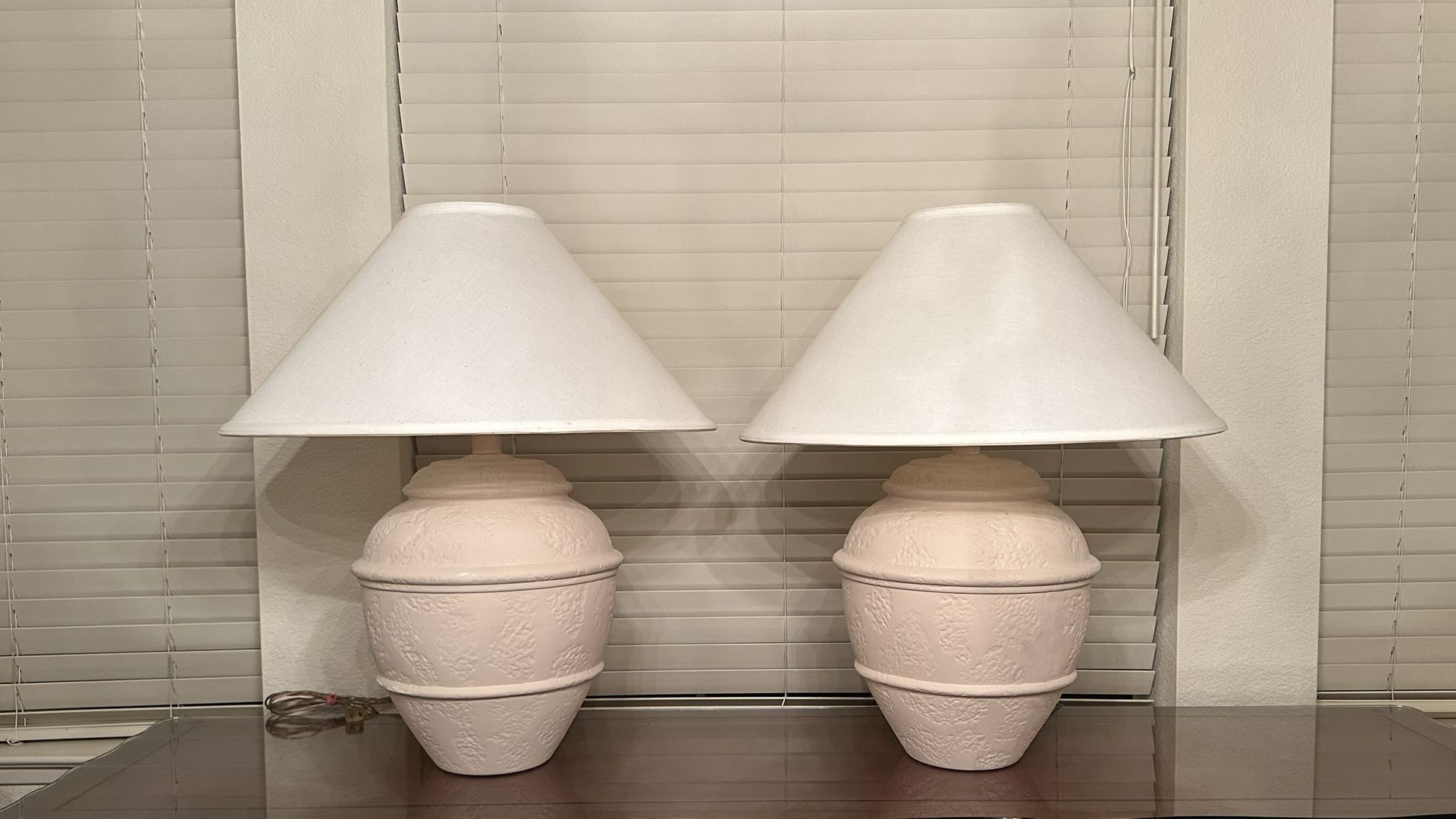 Vintage Ceramic Table Lamps - 28” Tall With Shades