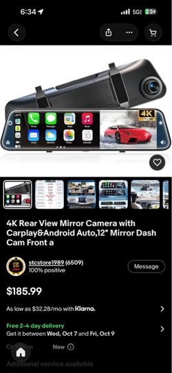 4K Rear View Mirror Camera with Carplay & Android