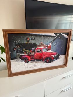 Framed Christmas Truck Wall Art