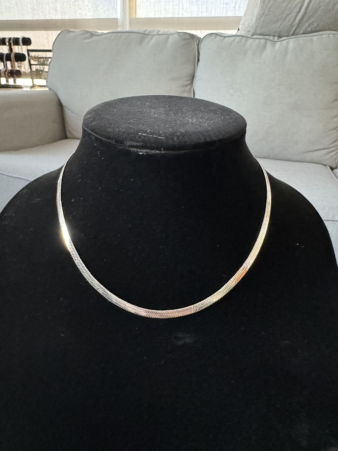 18K White Or Yellow Gold Herringbone Necklace