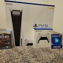 Sony PlayStation 5 Disc Deluxe Bundle with Spider-Man Game and Extra Controller


