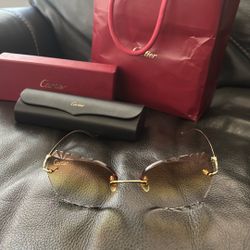 Gold Cartier Panthers/ W Gold Tinted Lenses & Cuts