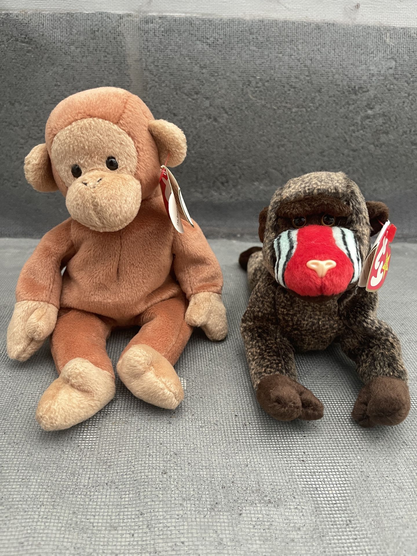 Ty Original Beanie Baby Monkey lot 2pc CHEEKS& Bongo Mint with Tag