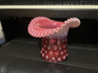 Fenton Cranberry Coin Dot Top Hat
