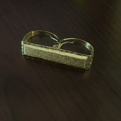 14KT Solid Gold Double finger Engraveable Ring 