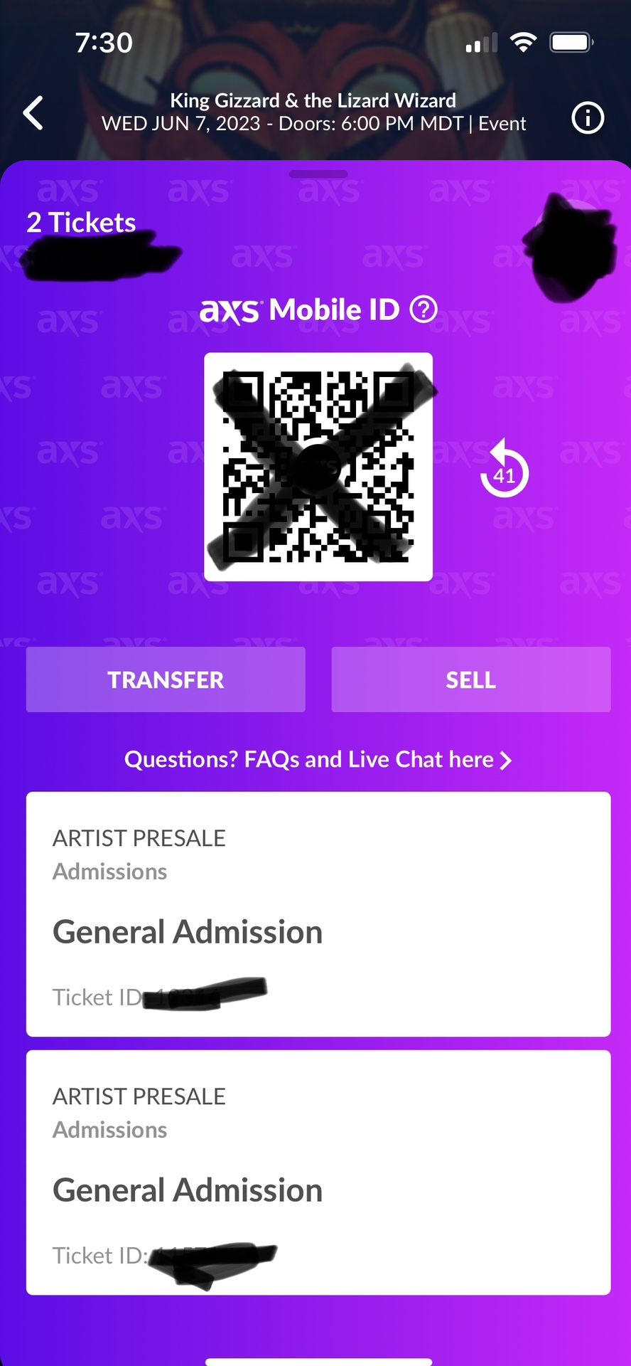 1 GA ticket to King Gizzard at Red Rocks 5/7/23