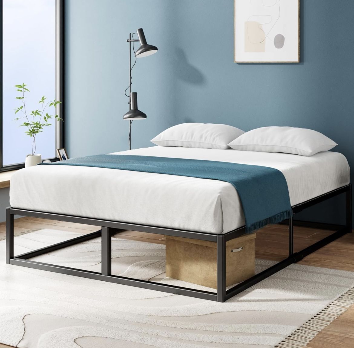 Zinus Joseph 14 Inch Platform Bed Frame, Wood Slat Support, No Box Spring Needed, Eco Friendly, Easy Assembly, Black, King