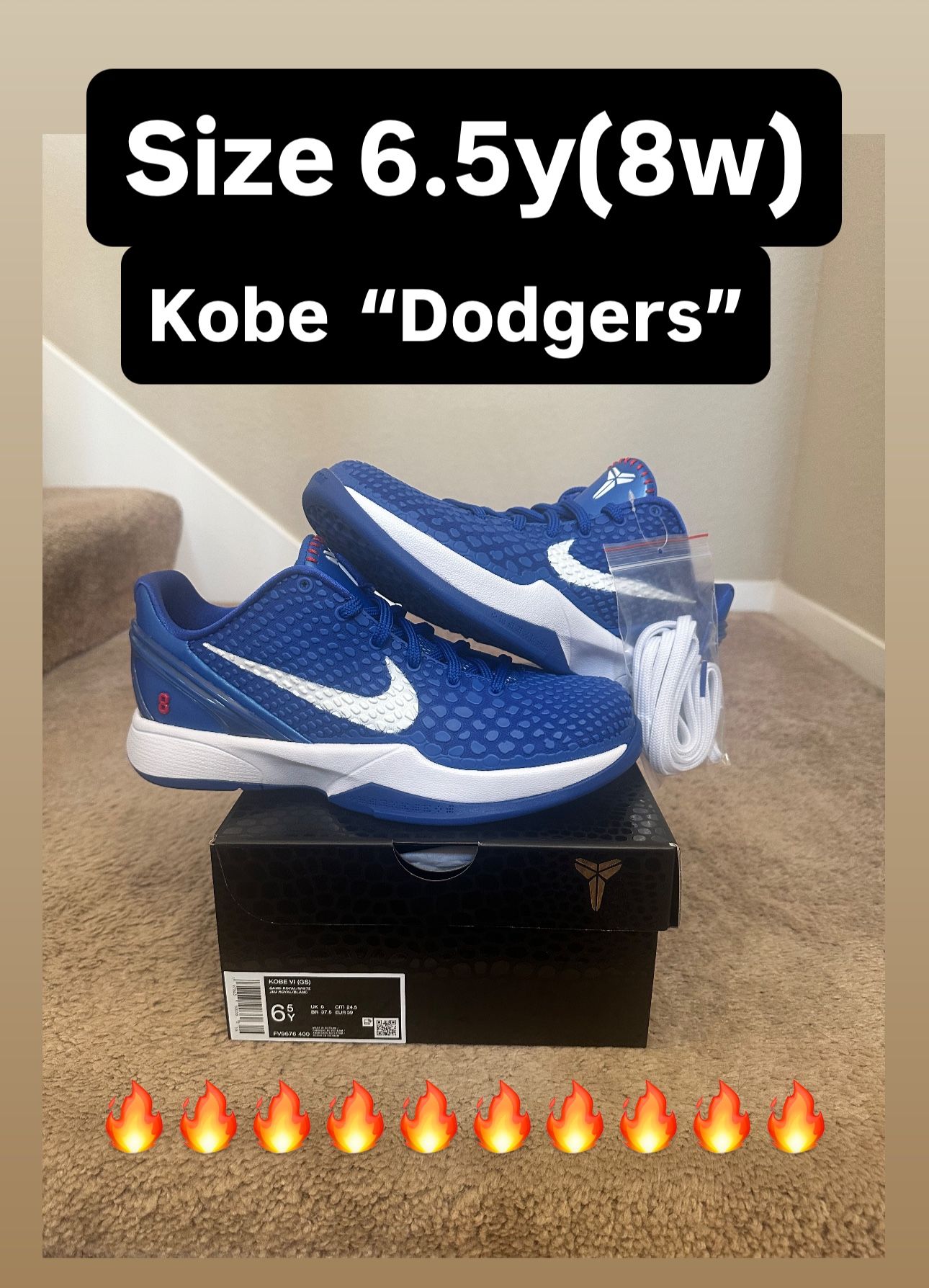 Nike Kobe 6 “Dodgers” Size 6.5y
