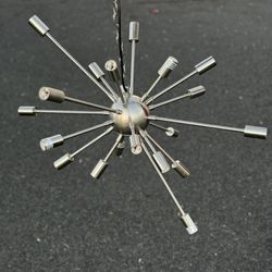 Sputnik Retro Pendent Light Fixture Chandelier Chrome Silver 18 Lighted Arms Atomic MCM